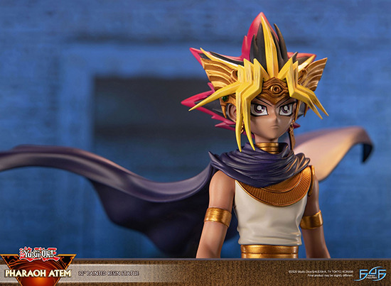 Close up of the face and torso of the First 4 Figures Pharaoh Atem Standard Edition statue