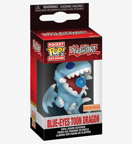 BoxLunch-exclusive Blue-Eyes Toon Dragon Funko Pop! keychain in its box
